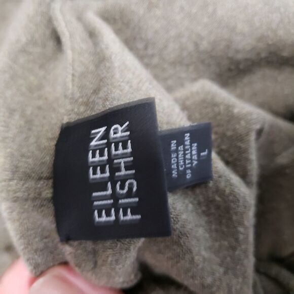 Eileen Fisher green open front hooded cardigan - Picture 5 of 8